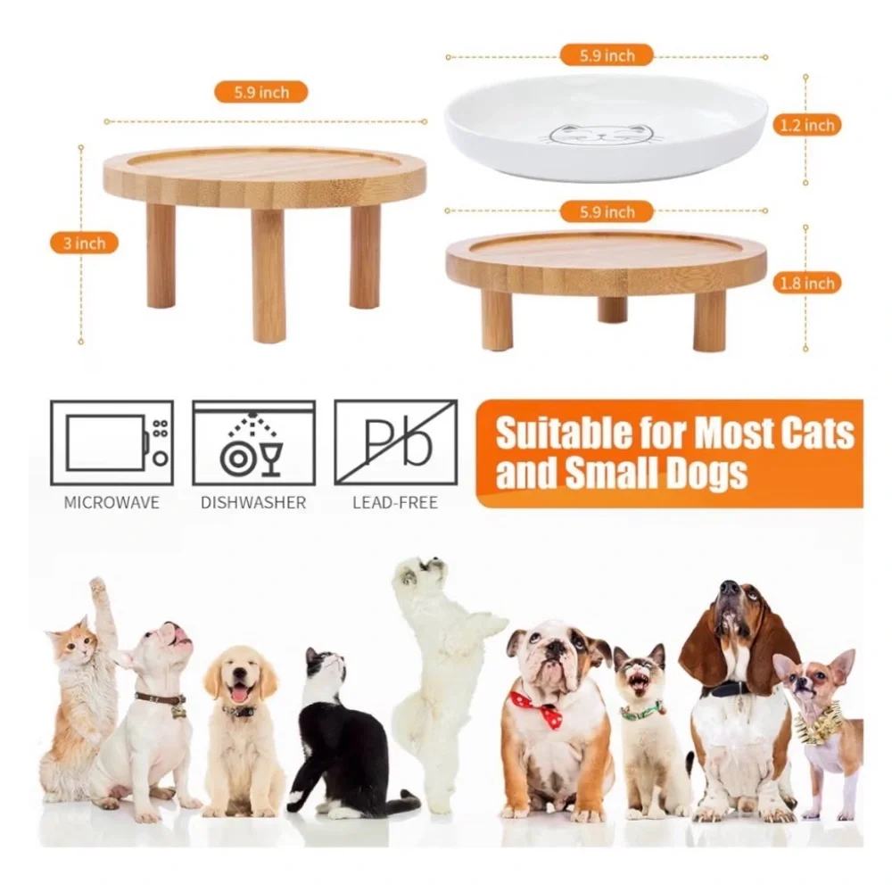 New- White Cat Ceramic Bowl Feeder Plate